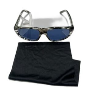 Balenciaga 60MM Rectangle Sunglasses zebra with blue lenses